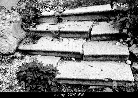 Vecchia scala rotta a Karlovy Vary Foto Stock