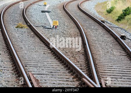 Binari ferroviari alla stazione di Bad Doberan Foto Stock