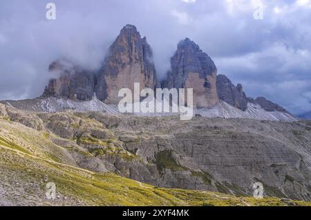 Tre Cime nelle Dolomiti, tre Cime di Lavaredo nelle Dolomiti Foto Stock