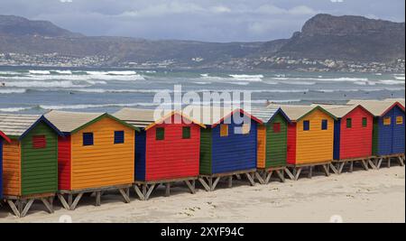 Case sulla spiaggia in Muizenberg Sudafrica Foto Stock