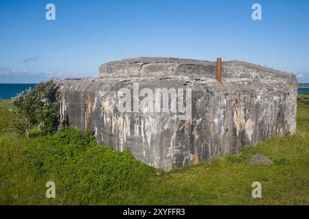 Bunker costruito durante la seconda guerra mondiale occupando i tedeschi a Oddesund, ora parte del Westland Geopark Foto Stock