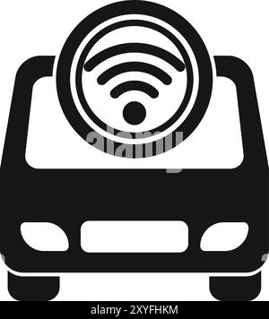 Questa semplice icona raffigura un servizio di car sharing che utilizza il wi-fi Illustrazione Vettoriale