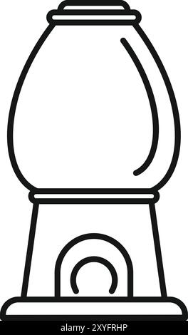 Semplice icona vettoriale di un grande dispenser di gomme con globo vuoto, posizionato su una base Illustrazione Vettoriale