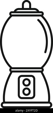Semplice icona della linea che rappresenta un classico dispenser di gommball, che evoca ricordi d'infanzia e piaceri Illustrazione Vettoriale