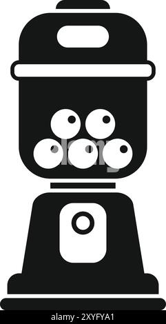 Semplice icona di un dispenser per gomma a bolle d'aria nero che dispensa le gomme Illustrazione Vettoriale