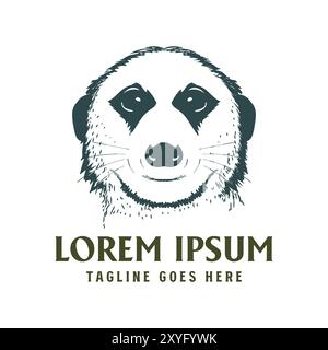 Vintage retro Meerkats Head Face Drawing Illustration Design Vector Illustrazione Vettoriale