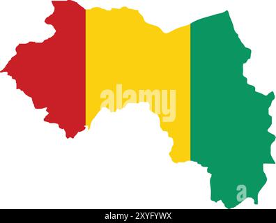 Guinea Flag in Mappa, Guinea Map con bandiera, Mappa Paese, Guinea Map con bandiera, Nation Flag Guinea Illustrazione Vettoriale