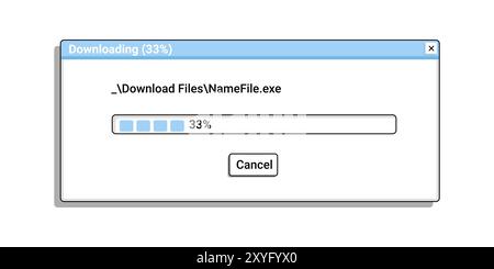 Vecchio programma di download in blu. Illustrazione Vettoriale