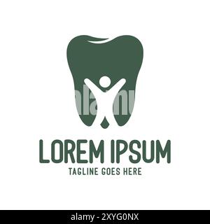 Semplice dentatura minimalista con icona persone umane illustrazione per dentista dentista dentista Dentista illustrazione Design Vector Illustrazione Vettoriale