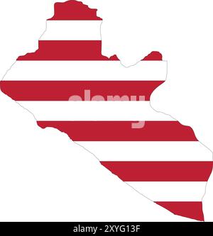 Liberia Flag nella Mappa, Liberia Map con Flag, Country Map, Liberia Map con Flag, Nation Flag Liberia Illustrazione Vettoriale