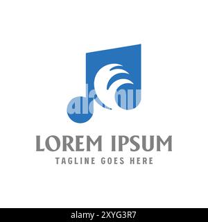 Musica Note Tone Clef con Ocean Beach Wave for Instrument Sound audio Podcast Sing Song icon Symbol Illustrazione Vettoriale
