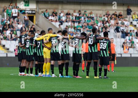 Brugge, Belgio. 29 agosto 2024. I giocatori di Cercle nella foto davanti a una partita di calcio tra il belga Cercle Brugge KSV e la polacca Wisla Krakow, giovedì 29 agosto 2024 a Brugge, tappa di ritorno dei play-off per la competizione UEFA Conference League. Cercle ha vinto la gara di andata 1-6. BELGA FOTO KURT DESPLENTER credito: Belga News Agency/Alamy Live News Foto Stock