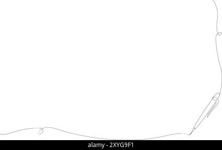 Penna a linea continua, sfondo grafico vettoriale penna. Illustrazione astratta disegnata a mano. Design minimalista Illustrazione Vettoriale