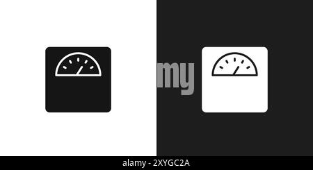 Icona di scala, logo, contorno vettoriale in bianco e nero Illustrazione Vettoriale