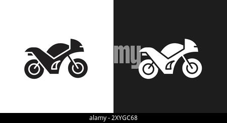 Logo icona motocicletta bordo vettoriale in bianco e nero Illustrazione Vettoriale