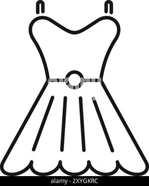 Abito elegante con una silhouette lineare e un'icona con scollo rotondo che mostra moda e stile Illustrazione Vettoriale