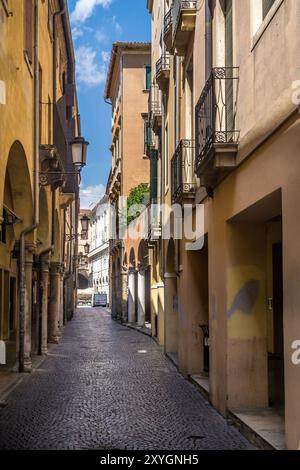 Vista delle strette stradine dell'ex ghetto ebraico medievale di Padova Foto Stock