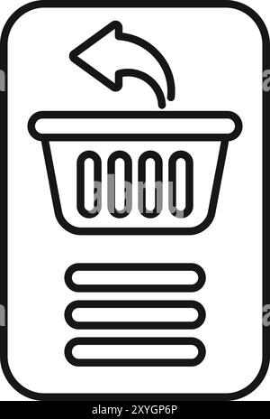 App del negozio online con l'icona del carrello che torna al menu dopo aver aggiunto gli articoli Illustrazione Vettoriale