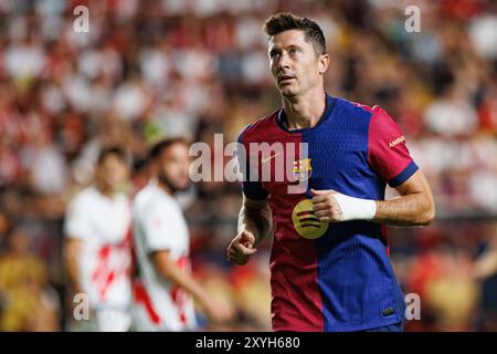 Robert Lewandowski visto durante la partita di LaLiga EA tra le squadre di Rayo Vallecano e FC Barcelona all'Estadio de Vallecas (Maciej Rogowski) Foto Stock