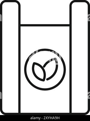 Semplice icona di una confezione con il simbolo di una foglia, che rappresenta soluzioni di imballaggio ecocompatibili Illustrazione Vettoriale