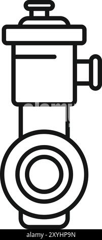 Semplice icona di una valvola di tubazione, un dispositivo che regola il flusso di liquidi o gas in un sistema di tubazioni Illustrazione Vettoriale