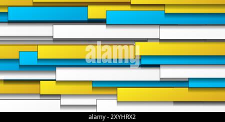 Strisce blu, gialle e bianche, sfondo geometrico minimale astratto. Design del concept vettoriale Illustrazione Vettoriale
