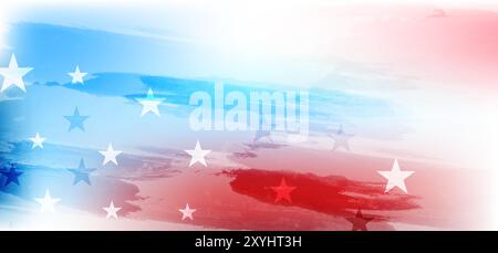 Concept USA flag abstract grunge blot background. Design vettoriale moderno dell'American Independence Day Illustrazione Vettoriale