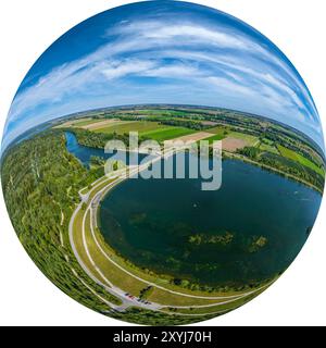 Vista dello sbarramento di Lech 22 vicino a Unterbergen, nella Svevia bavarese Foto Stock