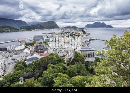 Vista di Alesund in Norvegia Foto Stock