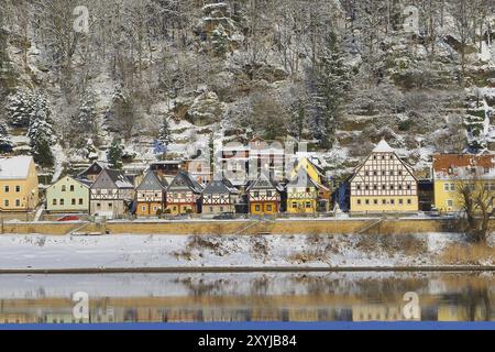 Postelwitz in Svizzera sassone. Postelwitz in svizzera sassone d'inverno Foto Stock