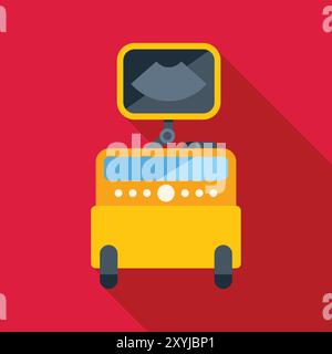 Macchina a ultrasuoni che visualizza un feto sullo schermo durante un esame medico Illustrazione Vettoriale