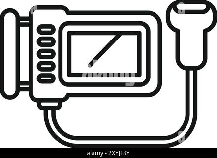 Icona della macchina a ultrasuoni che rappresenta uno scanner sonografico, comunemente usato per i controlli di gravidanza e l'imaging medico Illustrazione Vettoriale