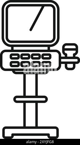 Macchina a ultrasuoni medicale in piedi nella sala esame che rappresenta l'assistenza sanitaria e la diagnostica Illustrazione Vettoriale