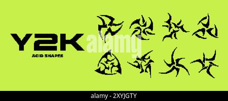 Risorsa stile pixel Y2K. forme astratte vettoriali a 8 bit Illustrazione Vettoriale