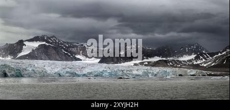 Ghiacciaio del 14 luglio, Krossfjorden, NY-Alesund (NY-Ålesund), Terra di Haken VII, Svalbard, Norvegia Foto Stock