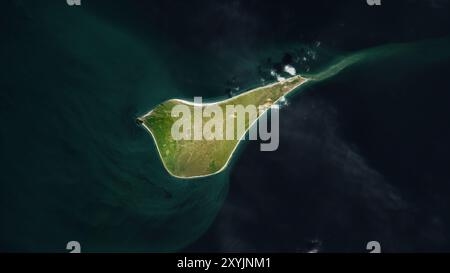 Anholt Island nel Kattegat su un'immagine satellitare scattata il 4 settembre 2023 Foto Stock