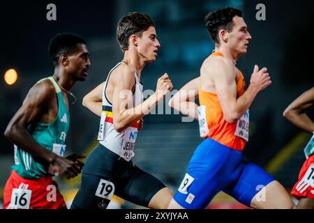 Lima, Perù. 29 agosto 2024. Il belga Simon Jeukenne raffigurato in azione durante la gara maschile dei 3000 m, ai Campionati del mondo di atletica leggera U20, giovedì 29 agosto 2024, a Lima, Perù. I campionati mondiali si svolgono dal 27 al 31 agosto. BELGA FOTO SONYA MALETER credito: Belga News Agency/Alamy Live News Foto Stock