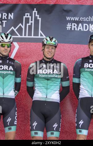 ESCHBORN, Germania, 1 MAGGIO 2018: Pascal Ackermann (Bora-Hansgrohe) alla gara ciclistica Eschborn-Francoforte, Europa Foto Stock