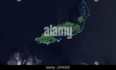 Isola di Kadavu nell'Oceano Pacifico meridionale su un'immagine satellitare scattata il 29 novembre 2020 Foto Stock