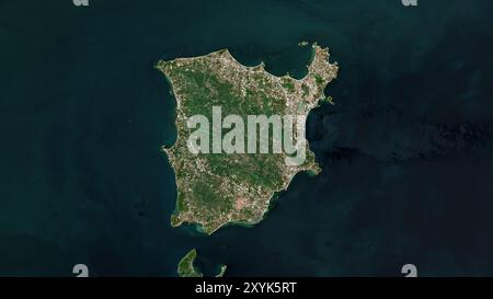Ko Samui Island nel Golfo di Thailandia su un'immagine satellitare scattata il 2 maggio 2019 Foto Stock