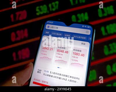 SUQIAN, CINA - 30 AGOSTO 2024 - illustrazione Chinese A-Shares Rising, Suqian City, Jiangsu province, Cina, 30 agosto, 2024. Foto Stock