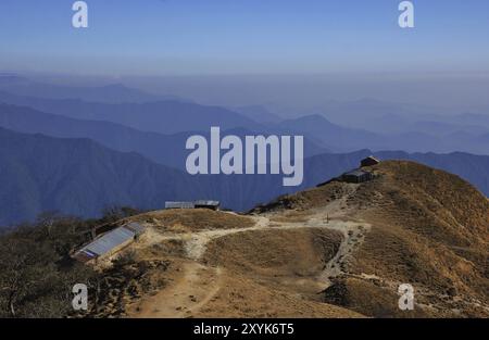 Paesaggio nella Annapurna Conservation area, Nepal. Vista dalla collina di Muldhai Foto Stock