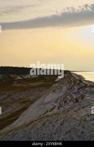 Duna alta sul darss. Punto panoramico nel parco nazionale. Spiaggia, Mar Baltico, cielo e mare. Foto della natura in Germania Foto Stock