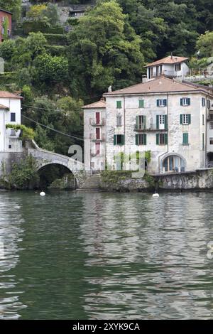 Vecchia casa a Nesso sul Lago di Como, Italia, Europa Foto Stock