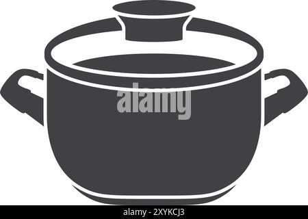 Сooking icona di pentola in stile piatto. Illustrazione vettoriale della pentola su sfondo isolato. Concetto aziendale Pan Sign. Illustrazione Vettoriale
