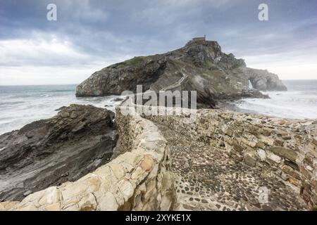 Gaztelugatxe, Sancti Johannis de Castiello (San Juan del Castillo), siglo XI, Vizcaya, Euzkadi, Spagna, Europa Foto Stock