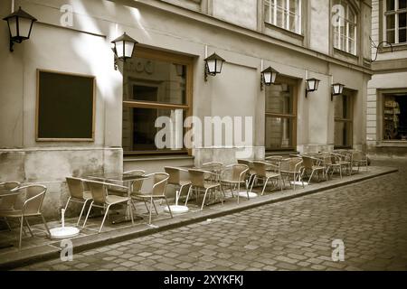 Foto in stile vintage del caffè all'aperto. Viena, Austria, Europa Foto Stock