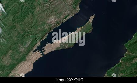 Olkhon Island nel lago Baikal su un'immagine satellitare scattata il 16 giugno 2023 Foto Stock