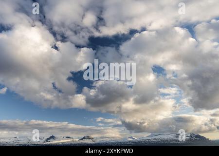 Summit nel Parco Nazionale di Sarek, sito Patrimonio Mondiale dell'Umanità della Laponia, Norrbotten, Lapponia, Svezia, giugno 2016, Europa Foto Stock