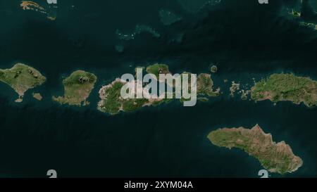 Pulau Sumbawa nel mare di Bali su un'immagine satellitare scattata il 13 febbraio 2023 Foto Stock